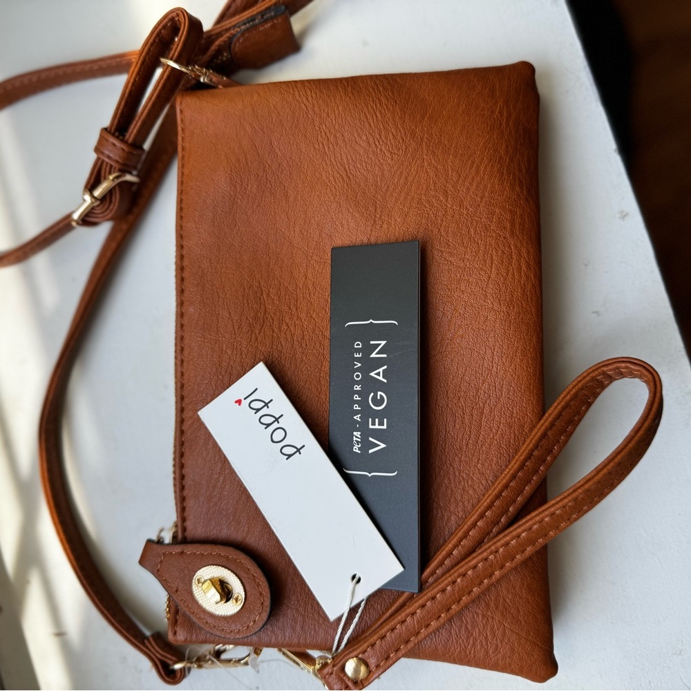 Vegan Leather Brown Wristlet